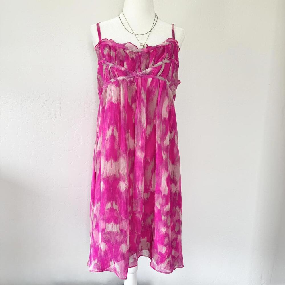 Vintage 2000s Pink Ruffled Silk mini dress